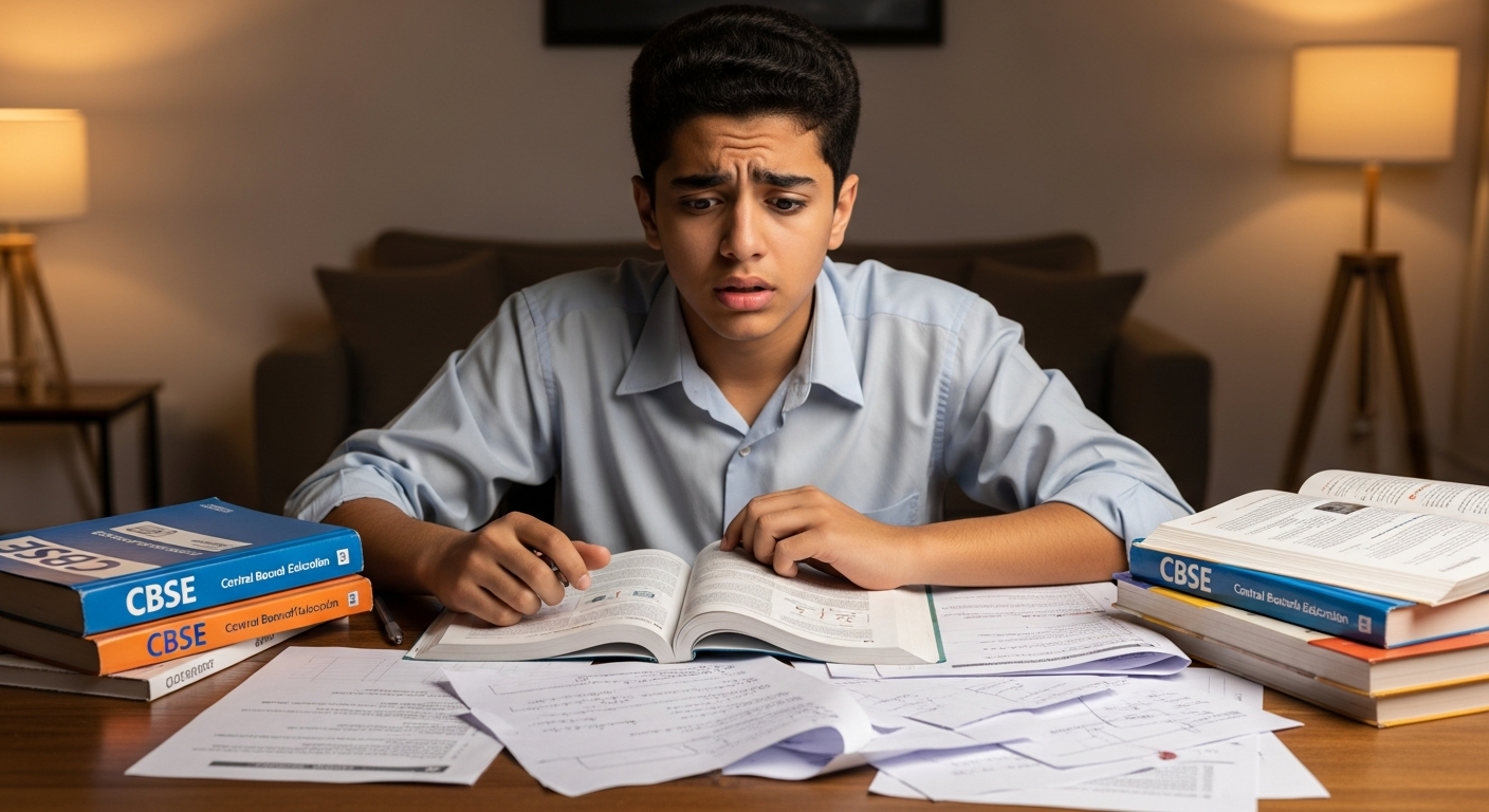 CBSE student focused on studies for board exams